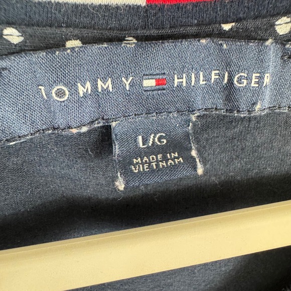 Tommy Hilfiger Navy Blue Polka Dot V-Neck Short Sleeve T-Shirt Dress Beach Large - Picture 5 of 6